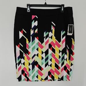 Nine West Pink and Yellow Pencil Skirt Knee-Length Cocktail